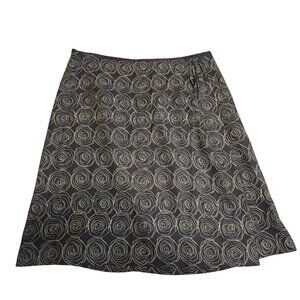 Vintage Realities Women's Brown Tan flower Wrap Silk Wool Skirt size 14